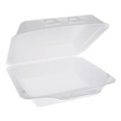 Pactiv SmartLock White Foam Hinged Lid Containers, 9" X 9" X 3-1/4", 150/Carton