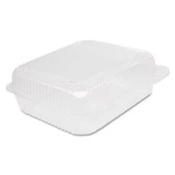 Dart Staylock Clear Plastic Hinged Containers, 8 3/10" X 7 4/5" X 3"- 250 Pcs