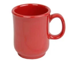 Thunder Group N-901PR Nustone Bulbous Mug With Handle, Pure Red 8 Oz. - 1 Dozen