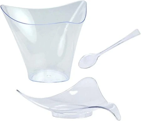 TigerChef 96-Piece Plastic Mini Triangular Dessert Sets 4 Oz.