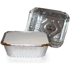 TigerChef Aluminum Oblong Foil Pan Containers With Board Lids, 5.56" X 4.56" X 1.63" - 100 Pcs