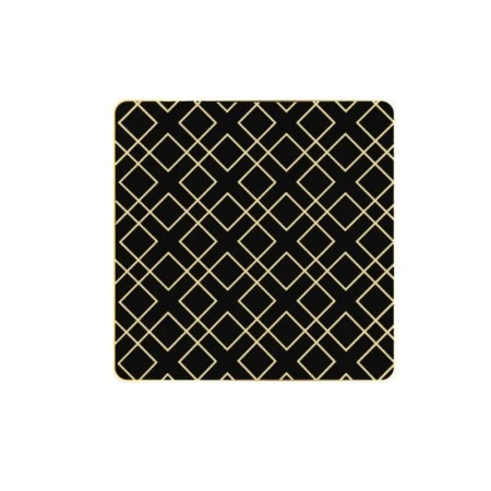 TigerChef Black Gold Art Deco Square Coupe Appetizer Plate 8" - 10 Pcs
