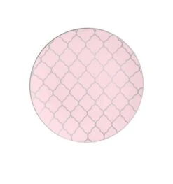 TigerChef Blush Plastic Dinner Plate With Silver Lattice Pattern 10-1/4" - 10 Pcs