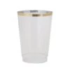 TigerChef Clear Plastic Cups With Gold Trim 9 Oz. - 20 Pcs