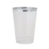 TigerChef Clear Plastic Cups With Silver Trim 9 Oz. - 20 Pcs