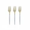 TigerChef Clear And Gold Two Tone Plastic Mini Forks - 20 Pcs