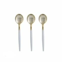 TigerChef Clear And Gold Two Tone Plastic Mini Spoons - 20 Pcs