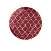 TigerChef Cranberry Plastic Appetizer Plate With Gold Lattice Pattern 7-1/4" - 10 Pcs