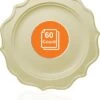 TigerChef Cream Scalloped Rim Disposable Dinner Plates 8", 60 Plates