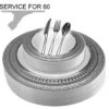 TigerChef Disposable Plastic Plate And Silverware Combo Set, Velvety White And Silver - Service For 60