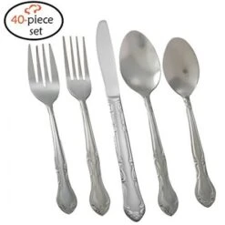 TigerChef Florentine 18/0, 40-Piece Flatware Set, Service For 8