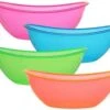 TigerChef Heavy Duty Neon Disposable Plastic Oval Contoured Bowls Set 80 Oz. - 4 Pcs