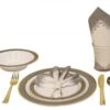 TigerChef Heavyweight Premium Plastic Dinnerware Set With Gold And Silver Trim - Service For 20