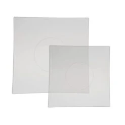 TigerChef Clear With Silver Trim Square Coupe Plastic Dinner Plate 10-1/2" - 10 Pcs