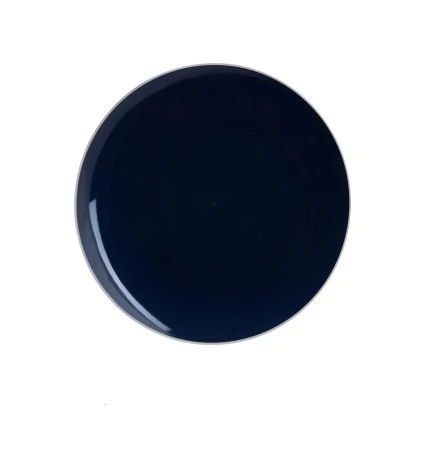 TigerChef Navy With Silver Rim Plastic Dinner Plate 10-1/4" - 10 Pcs