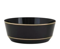 TigerChef Round Black With Gold Rim Plastic Bowl 14 Oz.- 10 Pcs