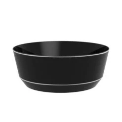 TigerChef Round Black With Silver Rim Plastic Bowl 14 Oz.- 10 Pcs