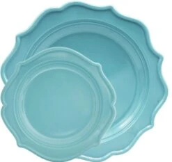 TigerChef Sea Blue Scalloped Rim Disposable Plates Set, Includes 10" And 8" Plates, Service For 48