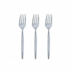 TigerChef Silver Glitter Two Tone Plastic Mini Forks - 20 Pcs