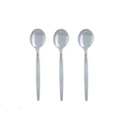 TigerChef Silver Glitter Two Tone Plastic Mini Spoons - 20 Pcs