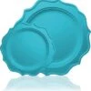 TigerChef Turquoise Scalloped Rim Disposable Plate Set, Includes 10" And 8" Plates, Service For 48