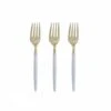 TigerChef White And Gold Two Tone Plastic Mini Forks - 20 Pcs