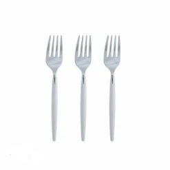 TigerChef White And Silver Two Tone Plastic Mini Forks - 20 Pcs