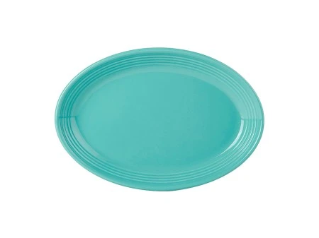 Tuxton CIH-0962 Island Blue Concentrix Oval Coupe Platter 9-3/4" X 7"- 2 Doz