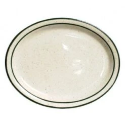 Tuxton TES-040 Emerald Green Speckle China Oval Platter 7-1/8" X 5-3/4" - 3 Doz
