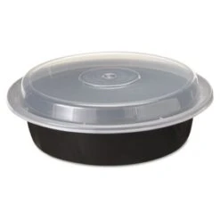 VERSAtainers, 1-Comp, Black/Clear, 24 Oz., 7"dia, 150/Carton