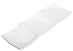 Winco WDM006-201 Ardesia Akila Melamine White Trio Plate 16-3/8" X 5-1/2"